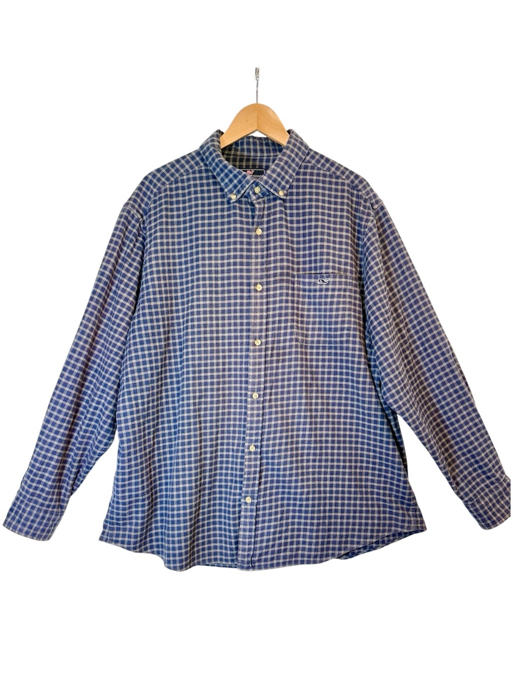 Vineyard Vines Flannel Shirt 2XL Blue Plaid Classic Tucker Whale Button Down